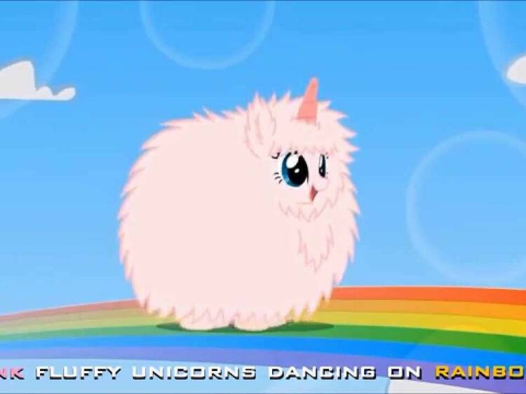 ‘Pink Fluffy Unicorns Dancing on Rainbows’ by Andrew Huang