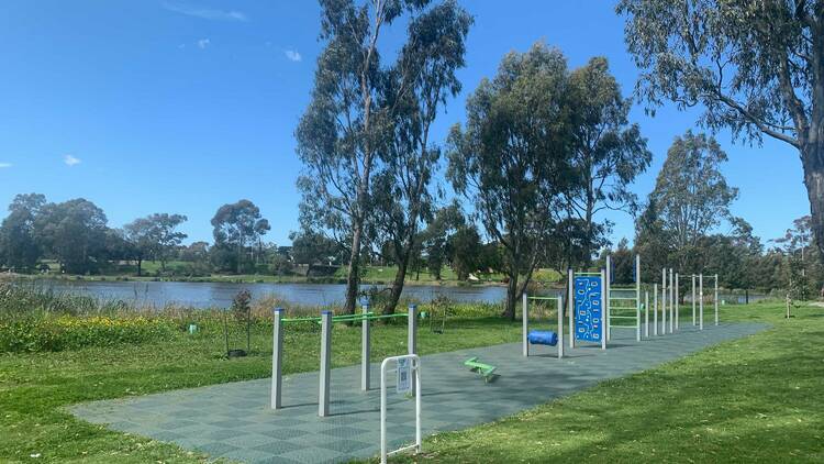 An exercise and play area at Edwardes Lake Park.