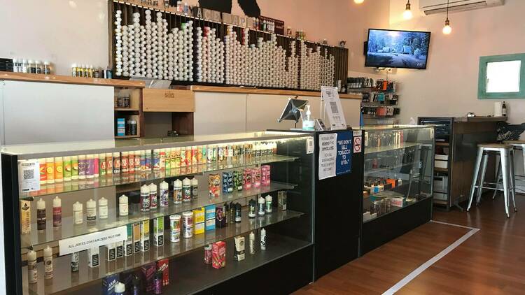 The inside of Ace Vape, an electronic cigarette store in Carlton. 