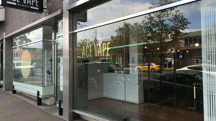 The exterior of Ace Vape, with glass windows showing the inside of the shop.