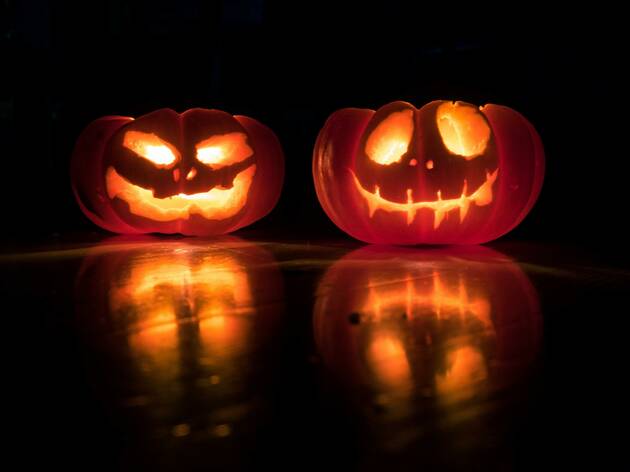 Halloween duas abóboras de Halloween