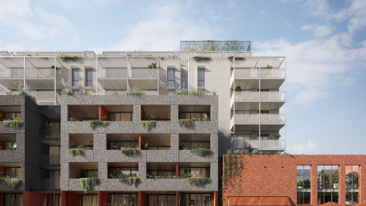 A rendering of the exterior of the Ballarat Street project by Assemble Futures.