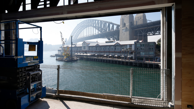 A view of the Sydney Harbour Bridge from the company's new venue at Pier 2/3