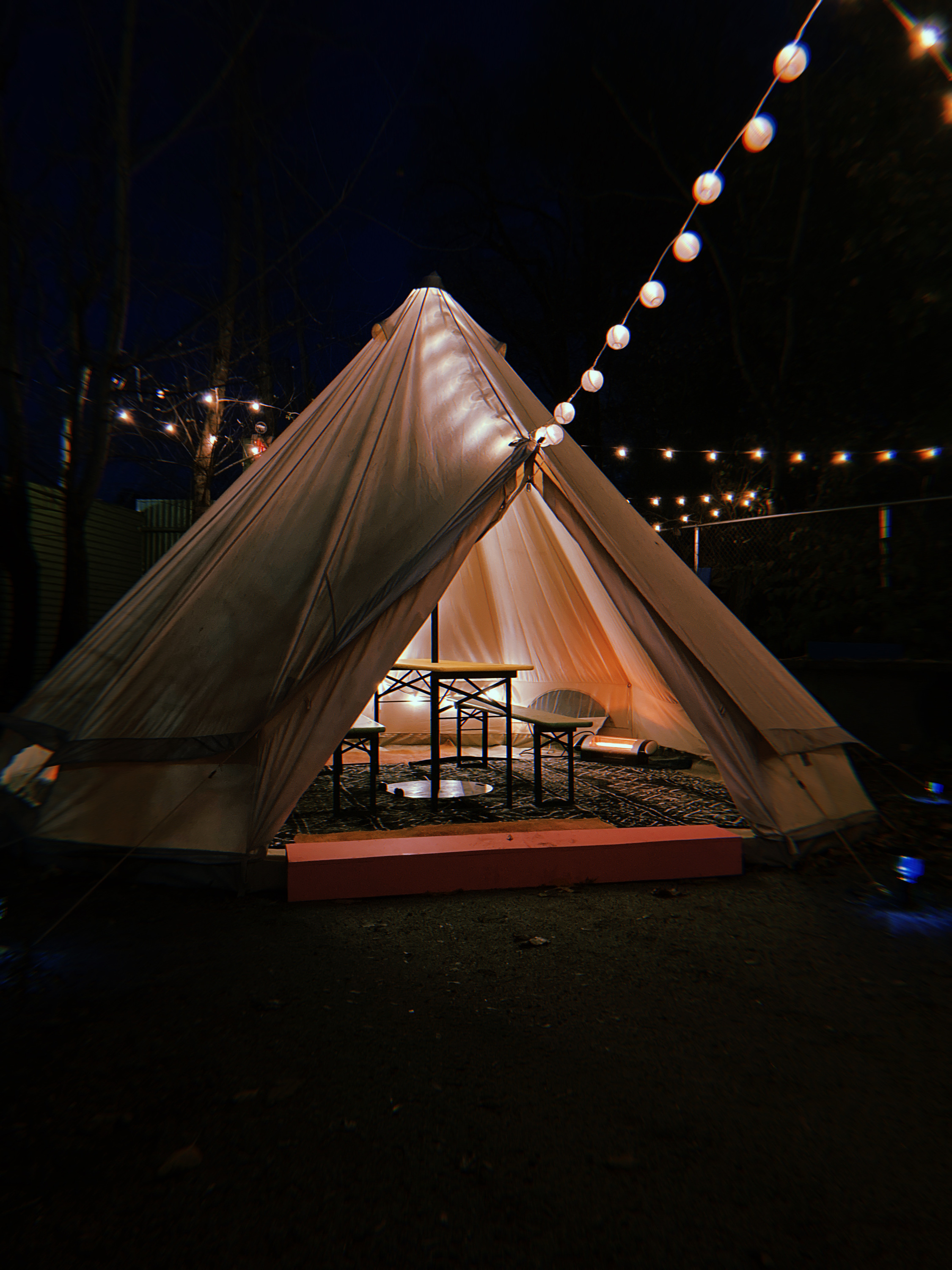 You can dine in an illuminated yurt at Nowadays this winter