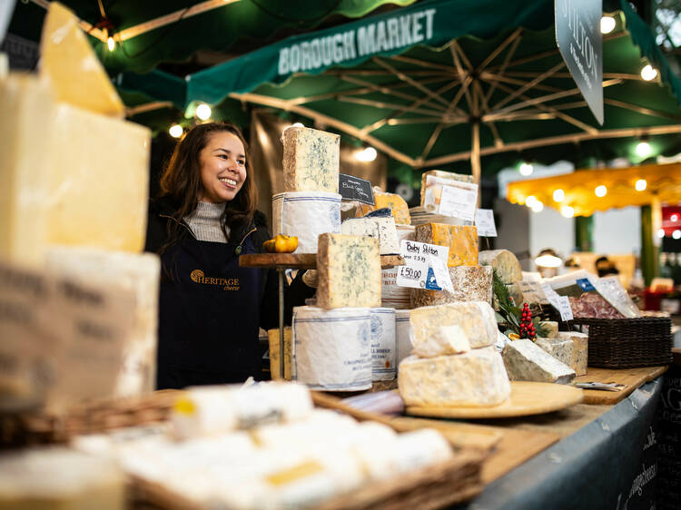 A cheese stall at Borough Market