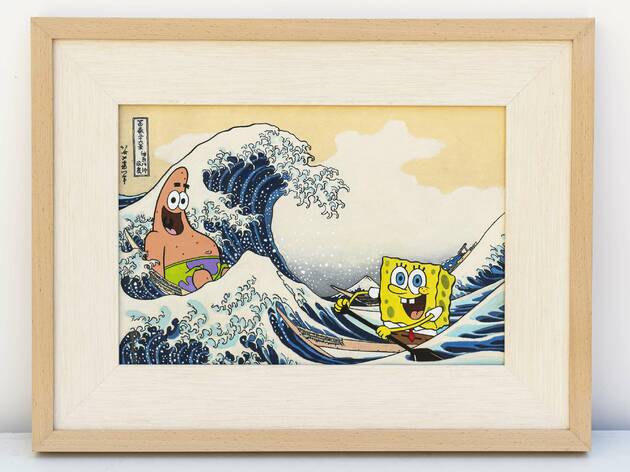 Grande Exposição de Pintura do SpongeBob A Grande Onda de Kanagawa com o SpongeBob