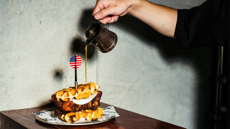 Fried Chicken and Waffles at Chuck Trailer's