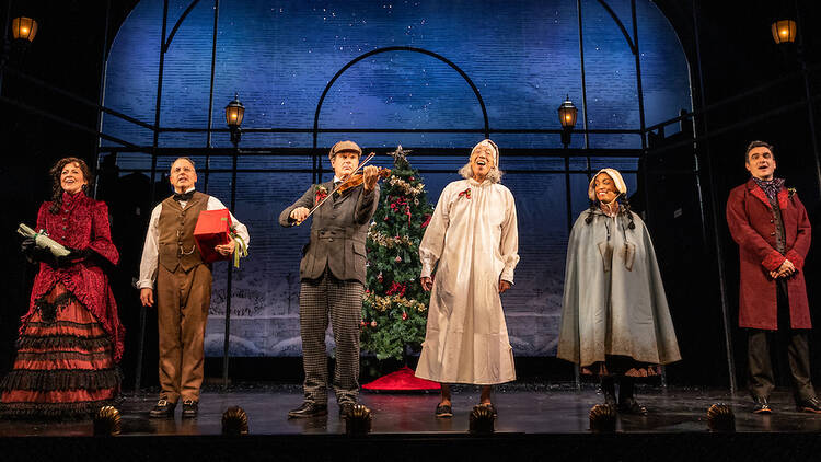 5 Isabel Keating, Mark Price, Drew McVety, Thom Sesma, Anissa Felix, and Dan Domingues in A SHERLOCK CAROL, photo by 