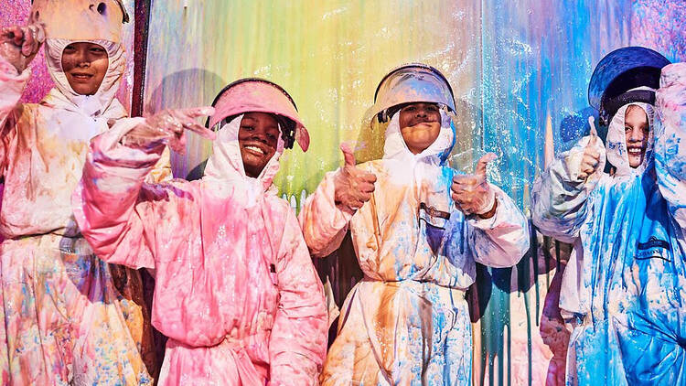 Beat the Bomb players covered in paint