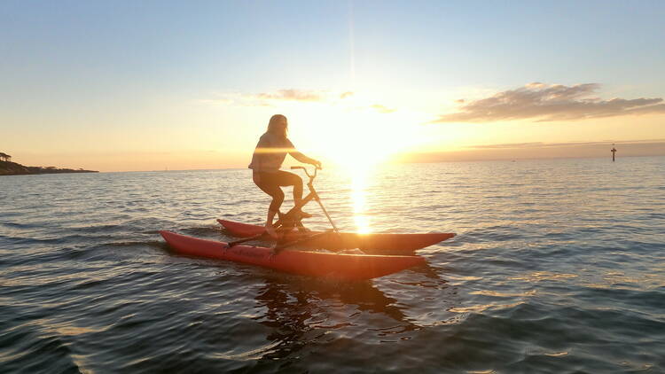 Have a crack at waterbiking in the bay