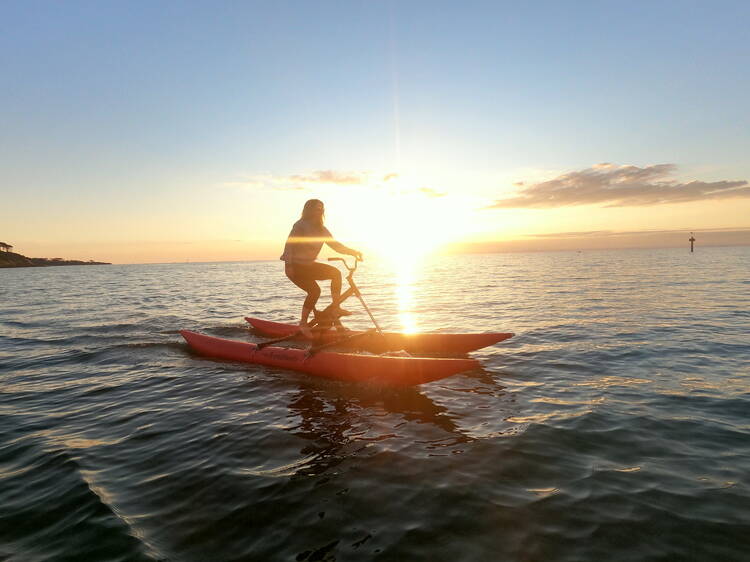 Have a crack at waterbiking in the bay