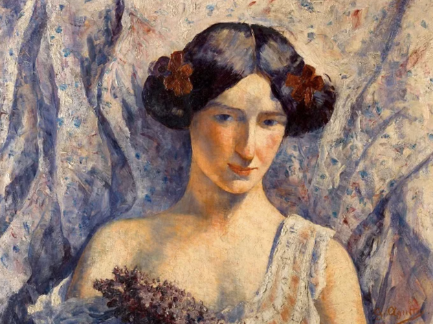 Jeune femme au bouquet de lilas. Jeune femme au bouquet de lilas.