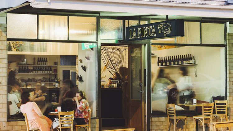 An exterior shot of La Pinta, a Spanish tapas restaurant and wine bar in Reservoir. 