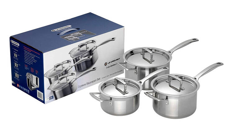 Le Creuset 3-Ply Stainless Steel Saucepan Set