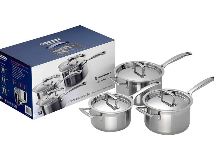 Le Creuset 3-Ply Stainless Steel Saucepan Set
