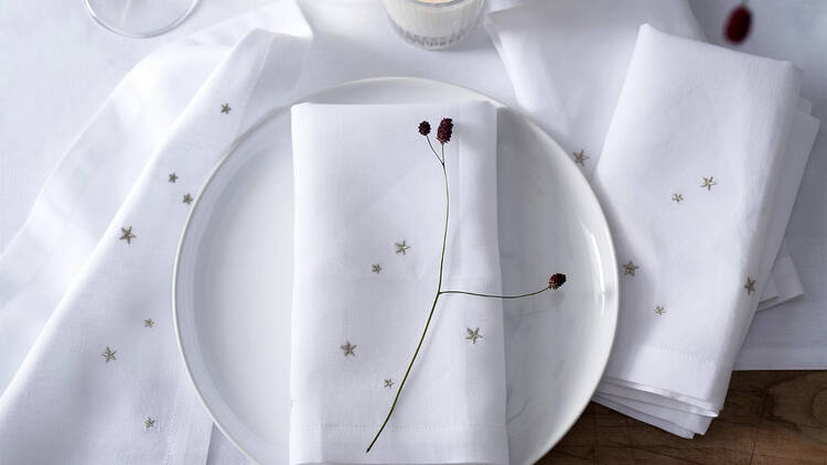 Star Embroidered Napkins, The White Company