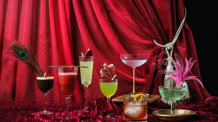 A range of specialty cocktails themed around Moulin Rouge! The Musical.