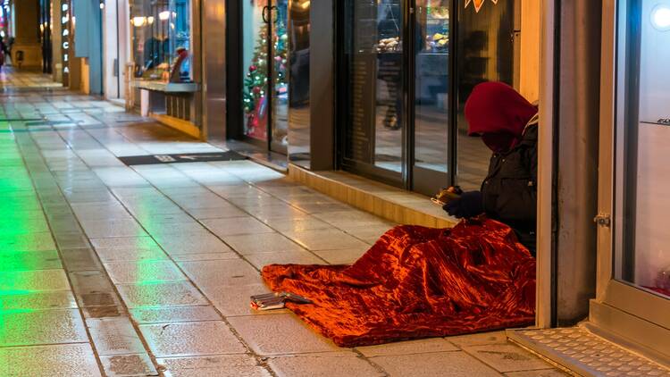 Homeless person, Christmas