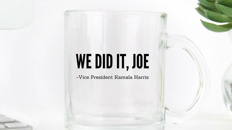 "We did it, Joe" mug, $19.95