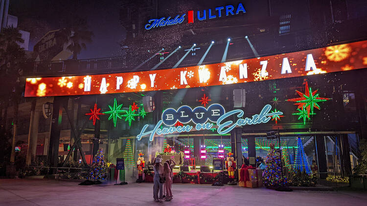 Fans flock to Dodger Stadium's drive-thru holiday festival