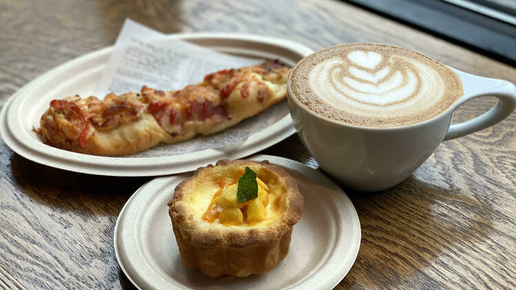 Sweet Bean latte and pastries