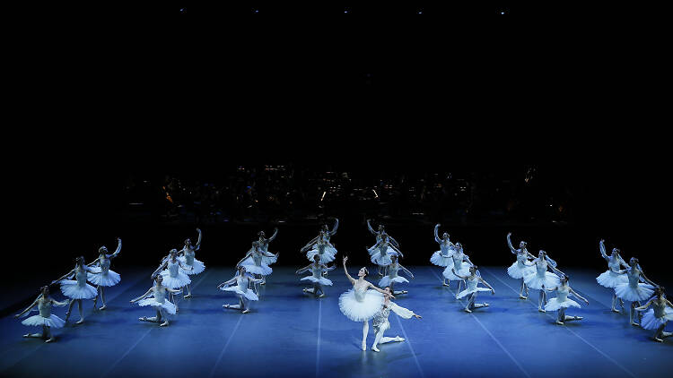 Rows of ballet dancers on stage at Margaret Court Arena