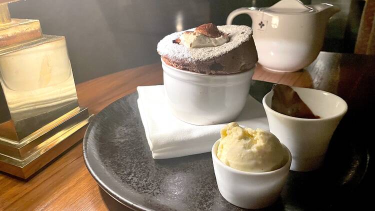 Dark Chocolate Souffle at Merois