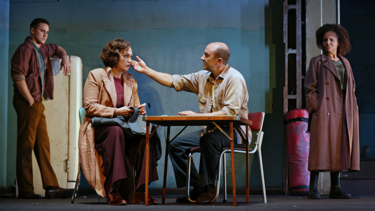  Callan Colley, Helen Thomson, Josh McConville and Brigid Zengeni in Sydney Theatre Company’s Death of a Salesman , 2021. 