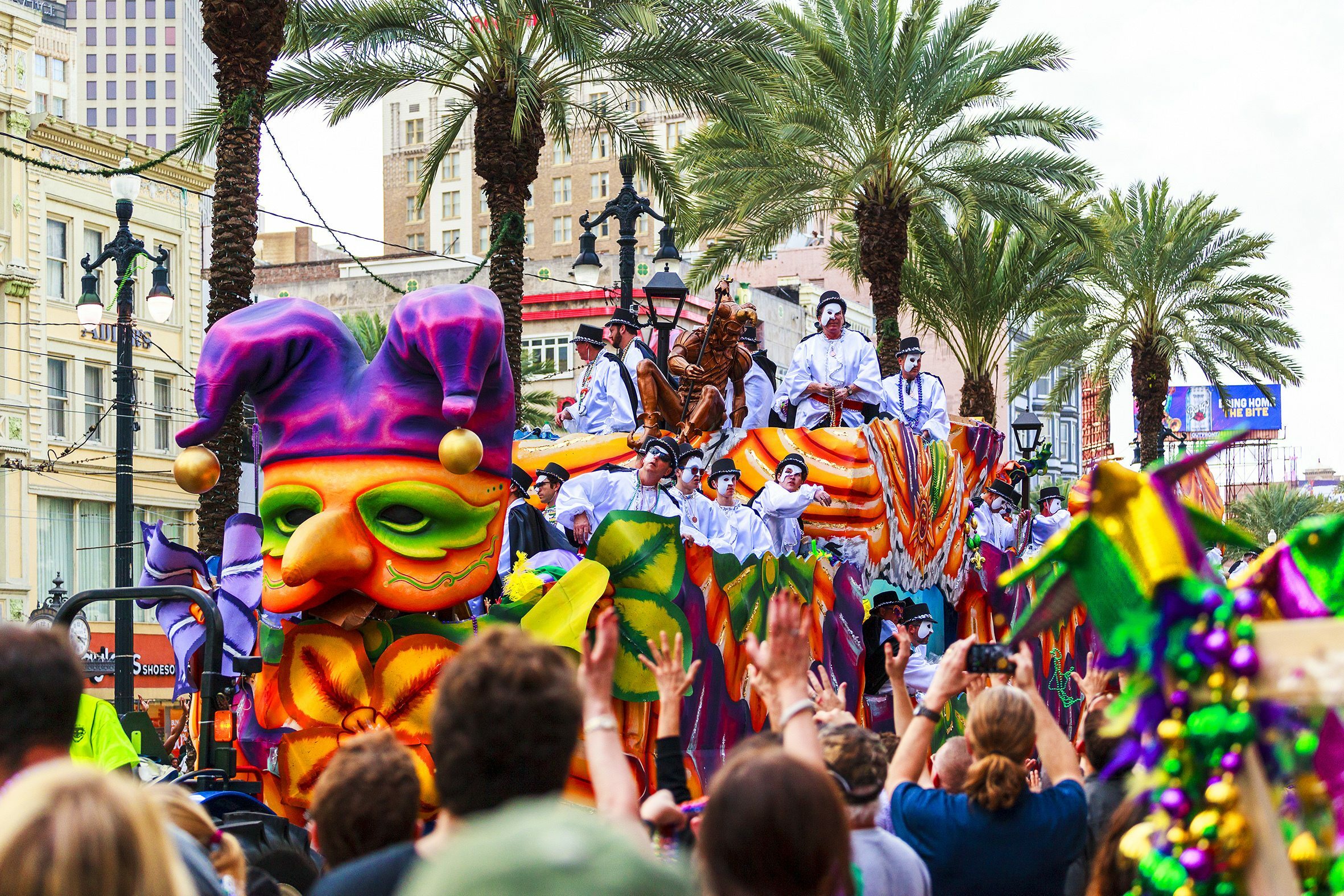Mardi Gras parade floats in New Orleans vibrant joyful celebration