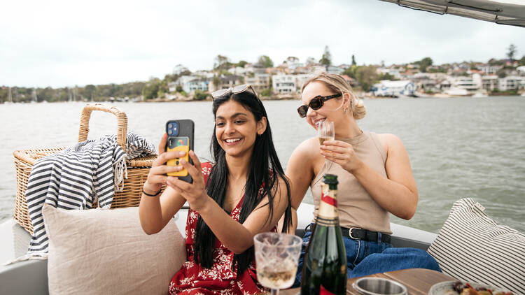 Two people on a GoBoat cruise