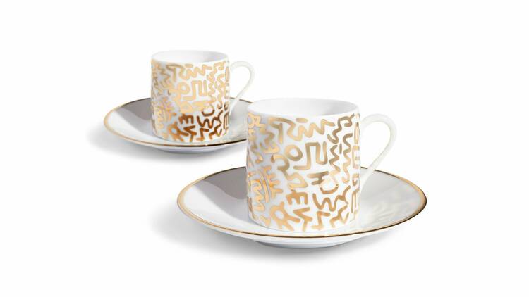 Keith Haring: Gold Pattern Espresso Set from Gagosian Shop