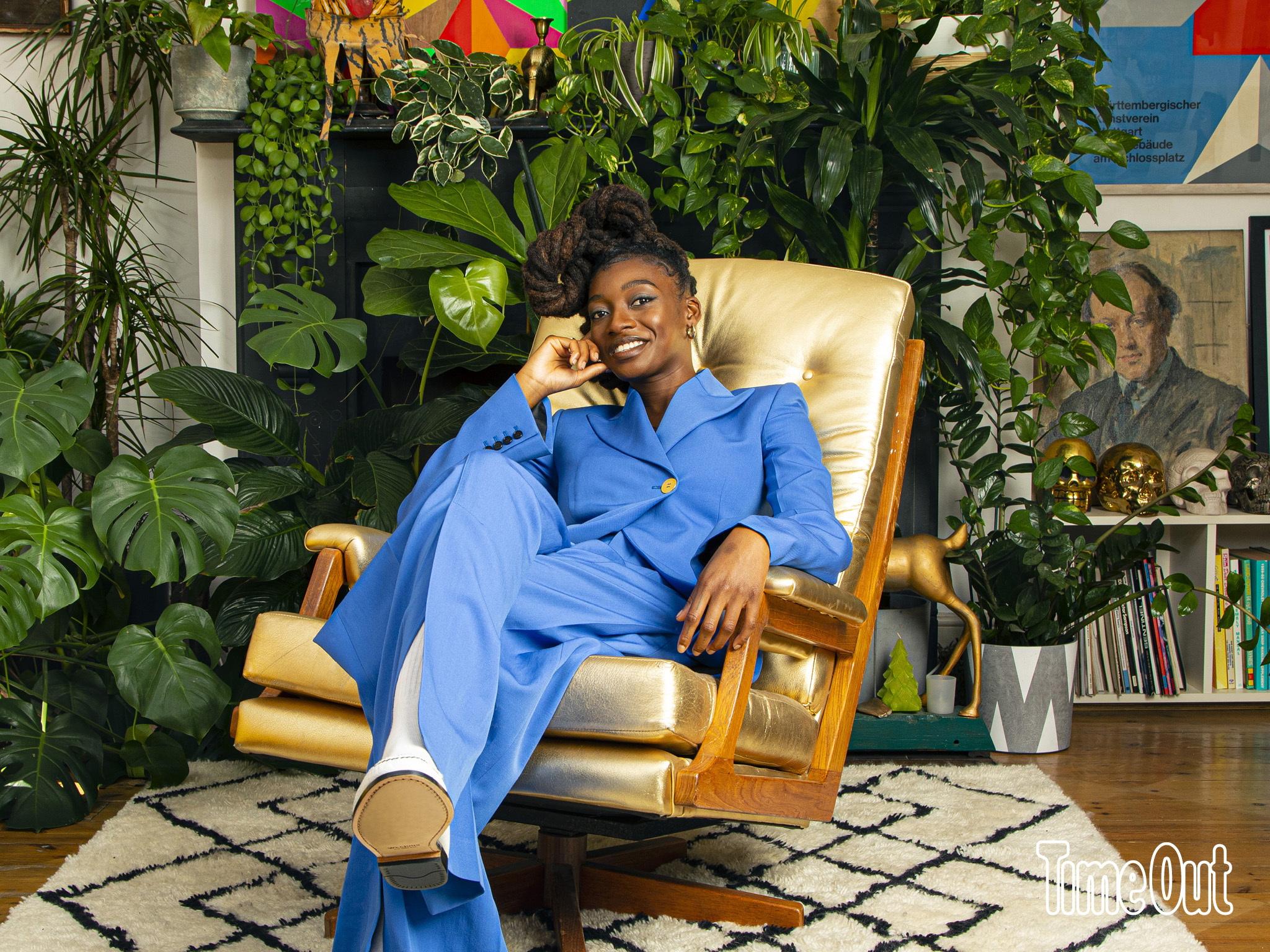 Little Simz in a blue suit 