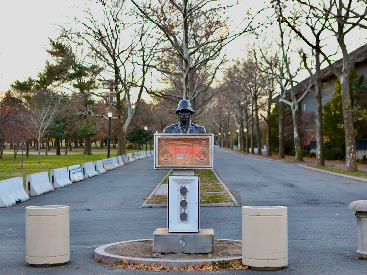 Visit the statue of rapper LL Cool J