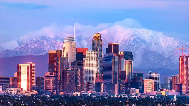 Los Angeles skyline with snow