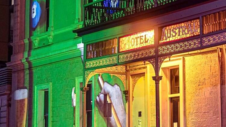 Facade of the Austral Hotel, a famous Adelaide pub