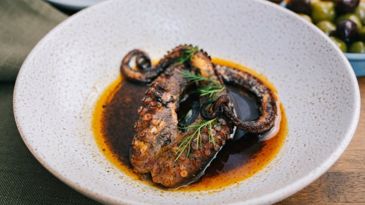 Charred octopus with n'duja sauce