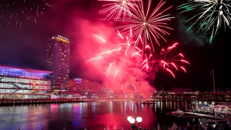 Catch a spectacular red-and-gold fireworks display