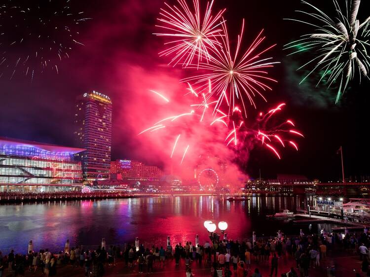 Catch a spectacular red-and-gold fireworks display