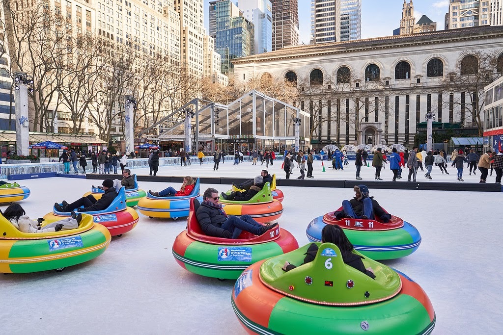 Bumper cars are back on the ice in Bryant Park