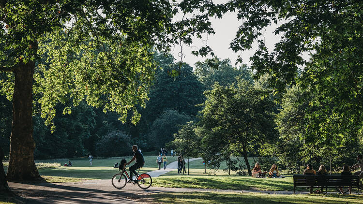 Person riding Santander bike