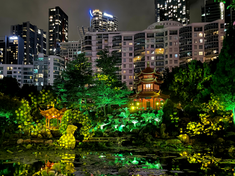 Follow a trail of light to this illuminated garden experience
