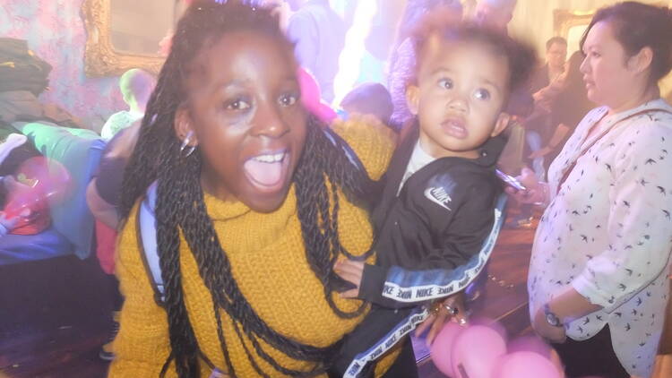 A mother and child at a Big Fish Little Fish family rave A mother and child at a Big Fish Little Fish family rave