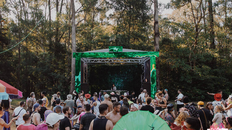 A crowd of people listening to music at Gaytimes.