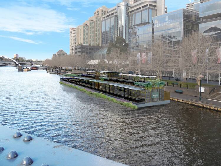 A rendering of Yarra Botanicals, a new bar on the water along the Yarra River.