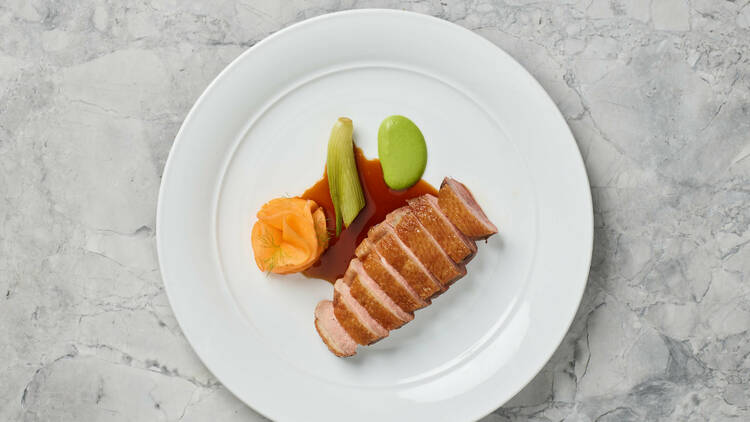 The dry-aged duck breast served with fennel and apricot by Luci.