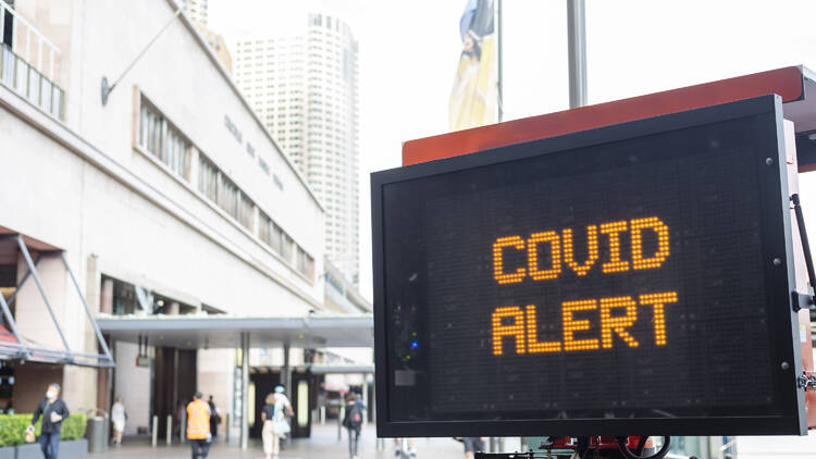 Covid alert sign in Sydney