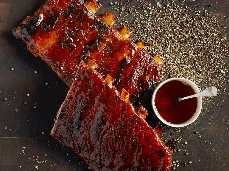 The Smoked Black Pepper Maple Duroc Ribs at Sweetbriar