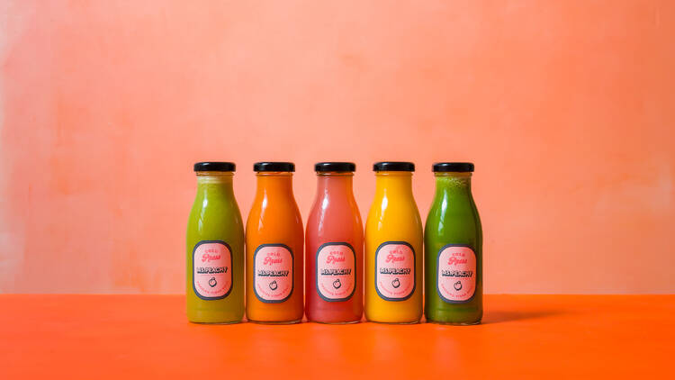 A range of juices by Ms Peachy.