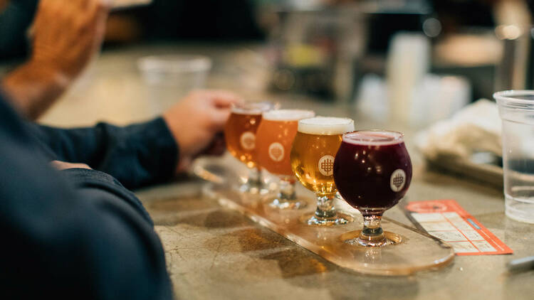 flight of beer on a table