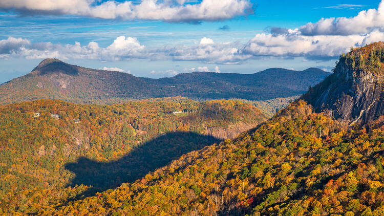 Whiteside Mountain, North Carolina, USA with the "Shadow of the Bear" shadow.